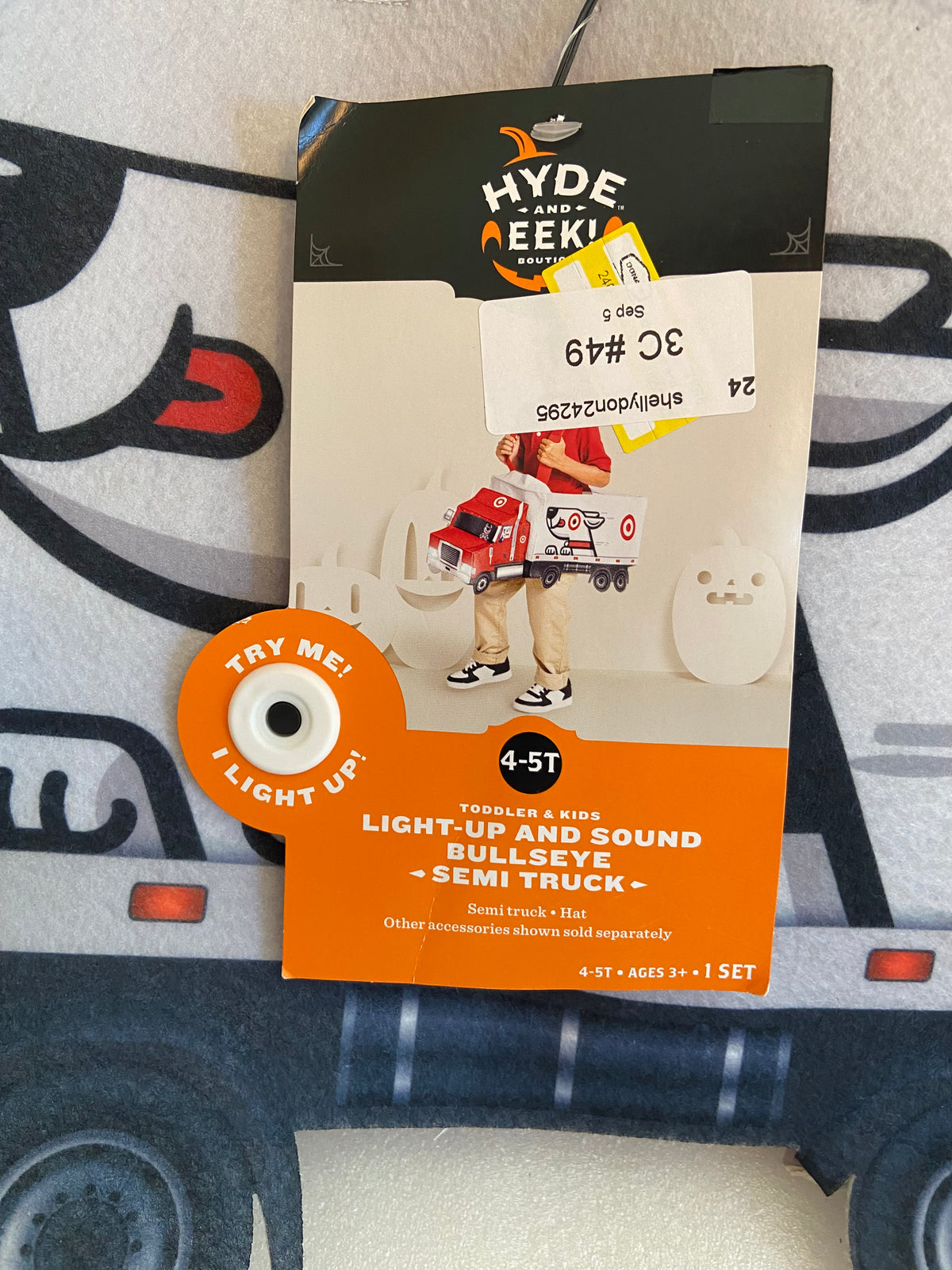Light And Sound Bullseye Semi Truck Costume Vests  size (4-5T_)