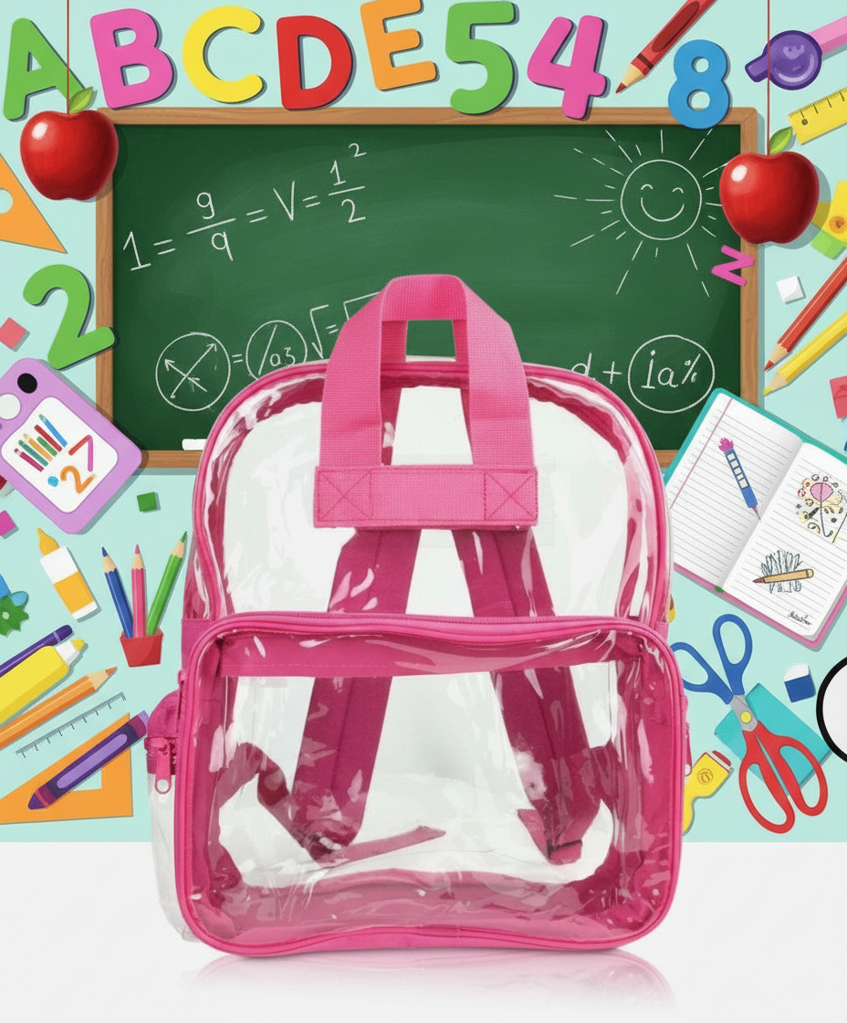 DALIX Clear Backpack School Pack See Through Bag in Hot Pink