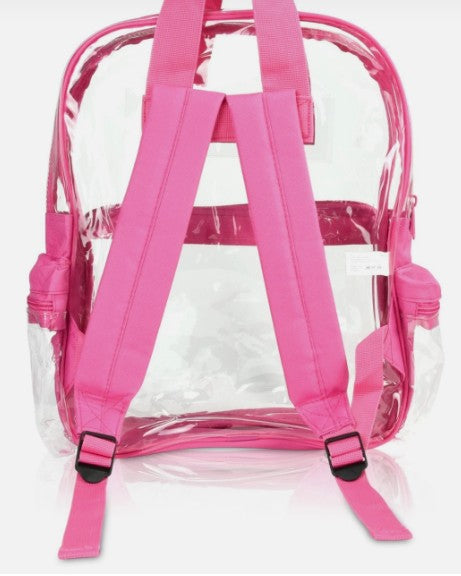 DALIX Clear Backpack School Pack See Through Bag in Hot Pink