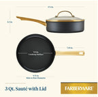 Farberware Forged Induction Ceramic Nonstick 3 Quart Sauté Pan with Lid  (Black)