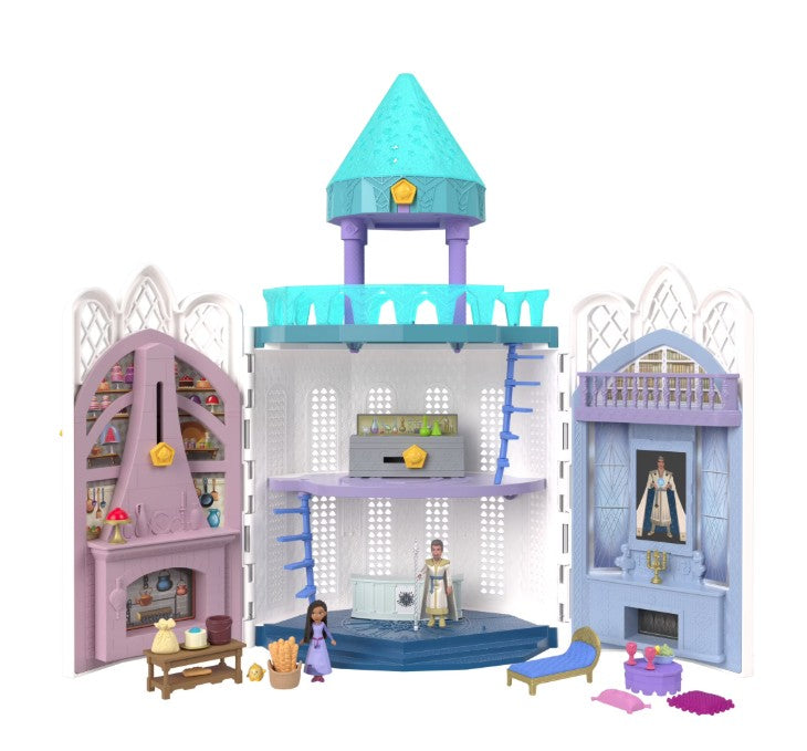 Disney’s Wish Rosas Castle Playset, Dollhouse with 2 Posable Mini Dolls, Star Figure & 20 Accessories