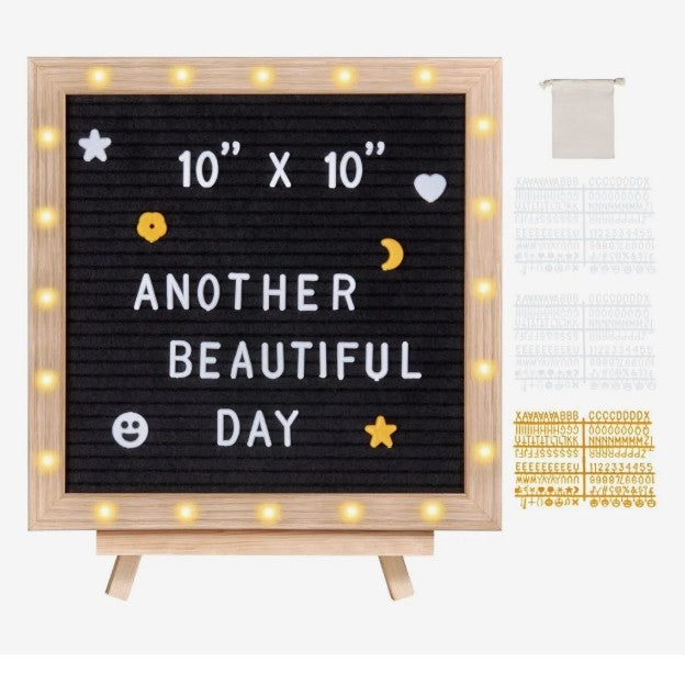 VEVOR Lighted Black Felt Letter Board, 10"x10"