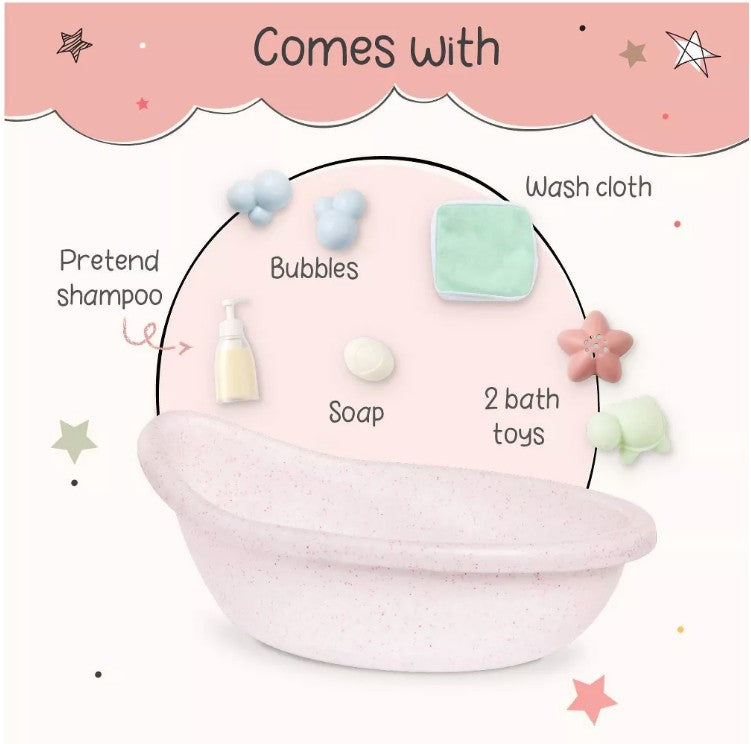 LullaBaby Doll Bathtub & Accessories Set for 14 inch Doll.