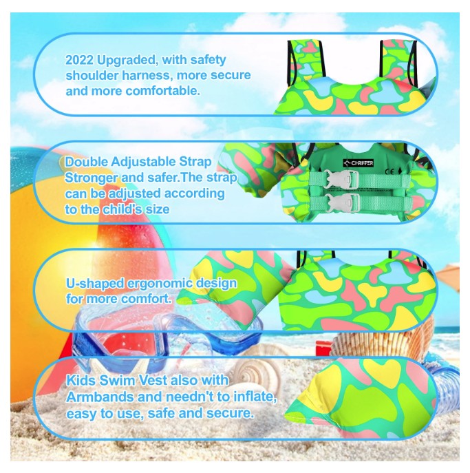 Chriffer Kids Swim Vest Life Jacket -Camo