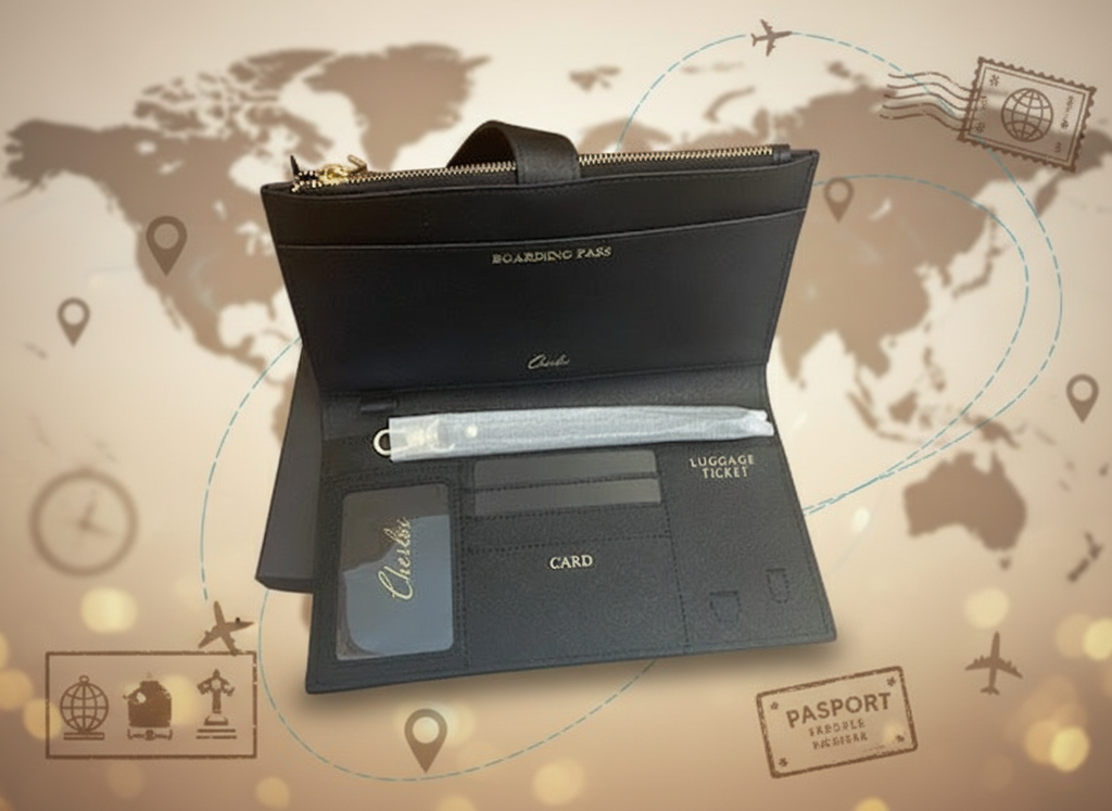 Cherloi Saffiano Leather Travel Wallet RFID Protected